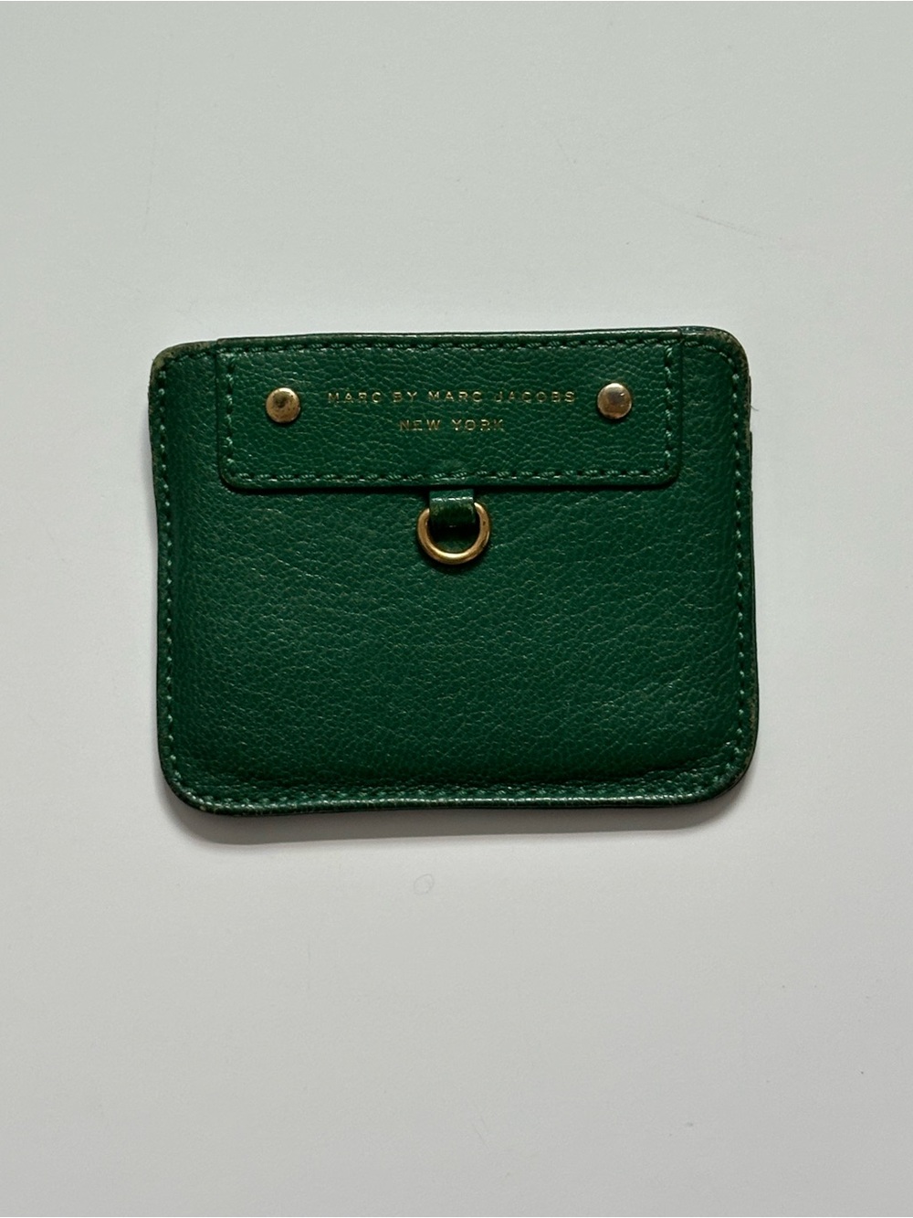 MARC BY MARC JACOBS Green Preppy Slim Leather Card Case - GUC - Picture 2 of 7